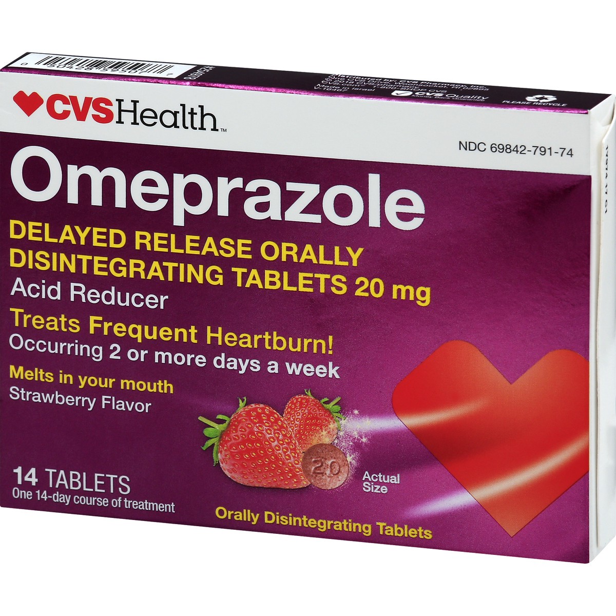slide 3 of 11, CVS Health Omeprazole Delayed Release Acid Reducer Tablets, Strawberry, 14 Ct, 14 ct