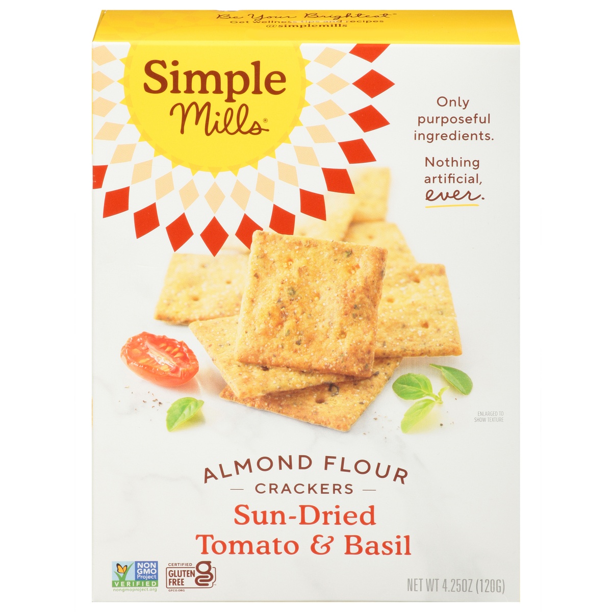 slide 1 of 8, Simple Mills Sun-dried Tomato & Basil Almond Flour Crackers, 4.25 oz