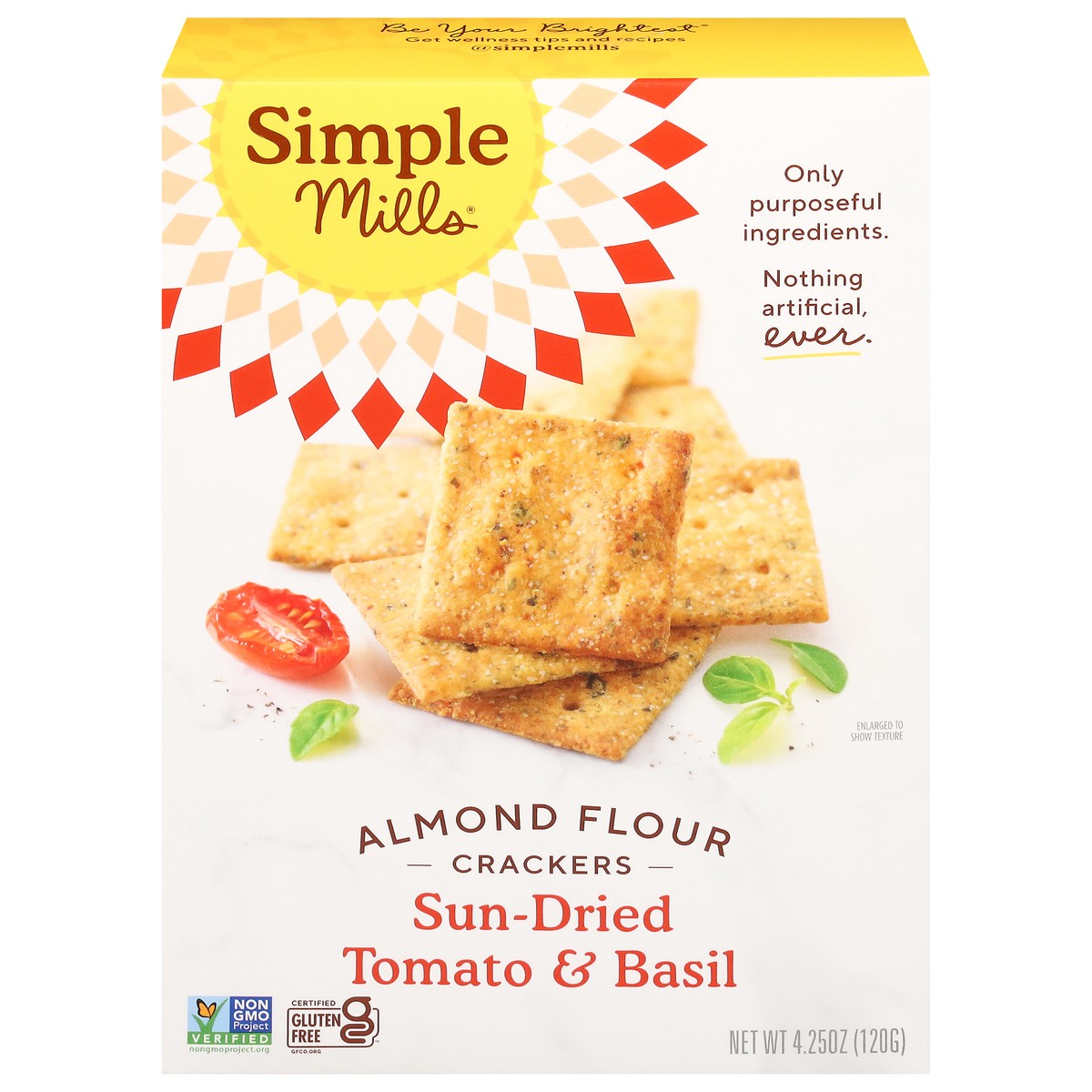 slide 1 of 14, Simple Mills Sun-dried Tomato & Basil Almond Flour Crackers, 4.25 oz