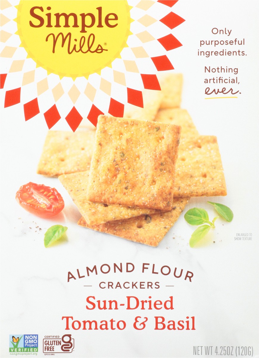 slide 8 of 14, Simple Mills Sun-dried Tomato & Basil Almond Flour Crackers, 4.25 oz