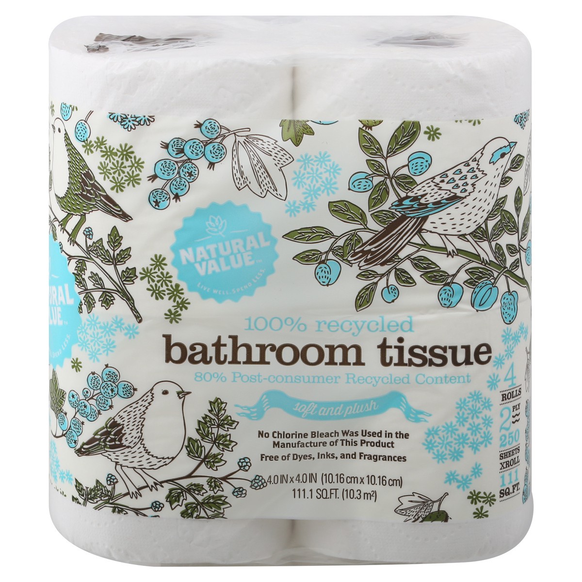 slide 2 of 11, Natural Value 100% Recycled 2-Ply Bathroom Tissue, 96 ct