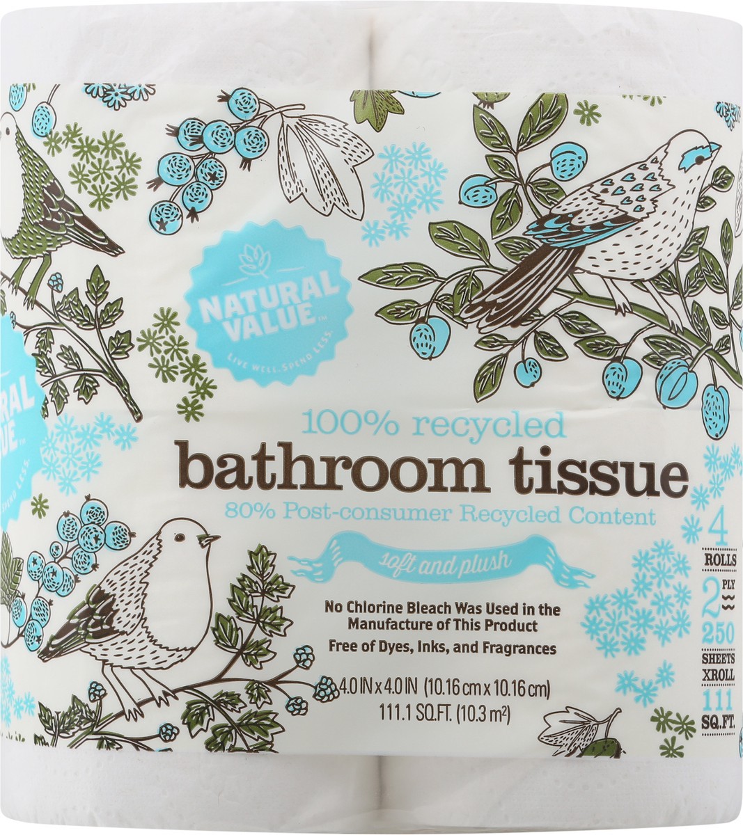 slide 1 of 11, Natural Value 100% Recycled 2-Ply Bathroom Tissue, 96 ct