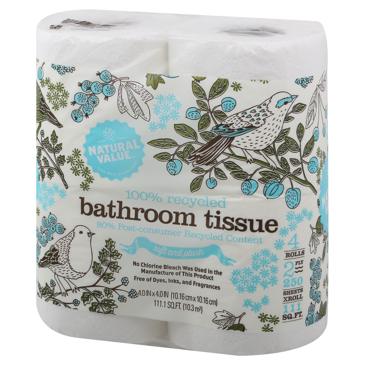 slide 10 of 11, Natural Value 100% Recycled 2-Ply Bathroom Tissue, 96 ct