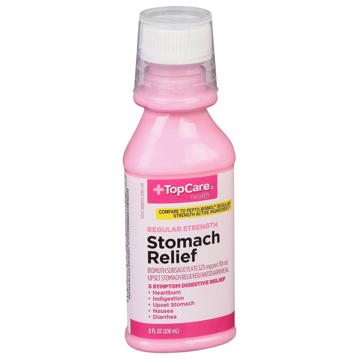 slide 2 of 9, TopCare Health 525 mg Regular Strength Stomach Relief 8 fl oz, 8 fl oz