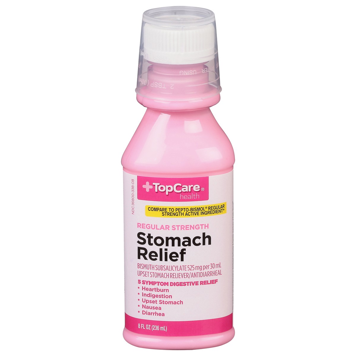 slide 1 of 9, TopCare Health 525 mg Regular Strength Stomach Relief 8 fl oz, 8 fl oz