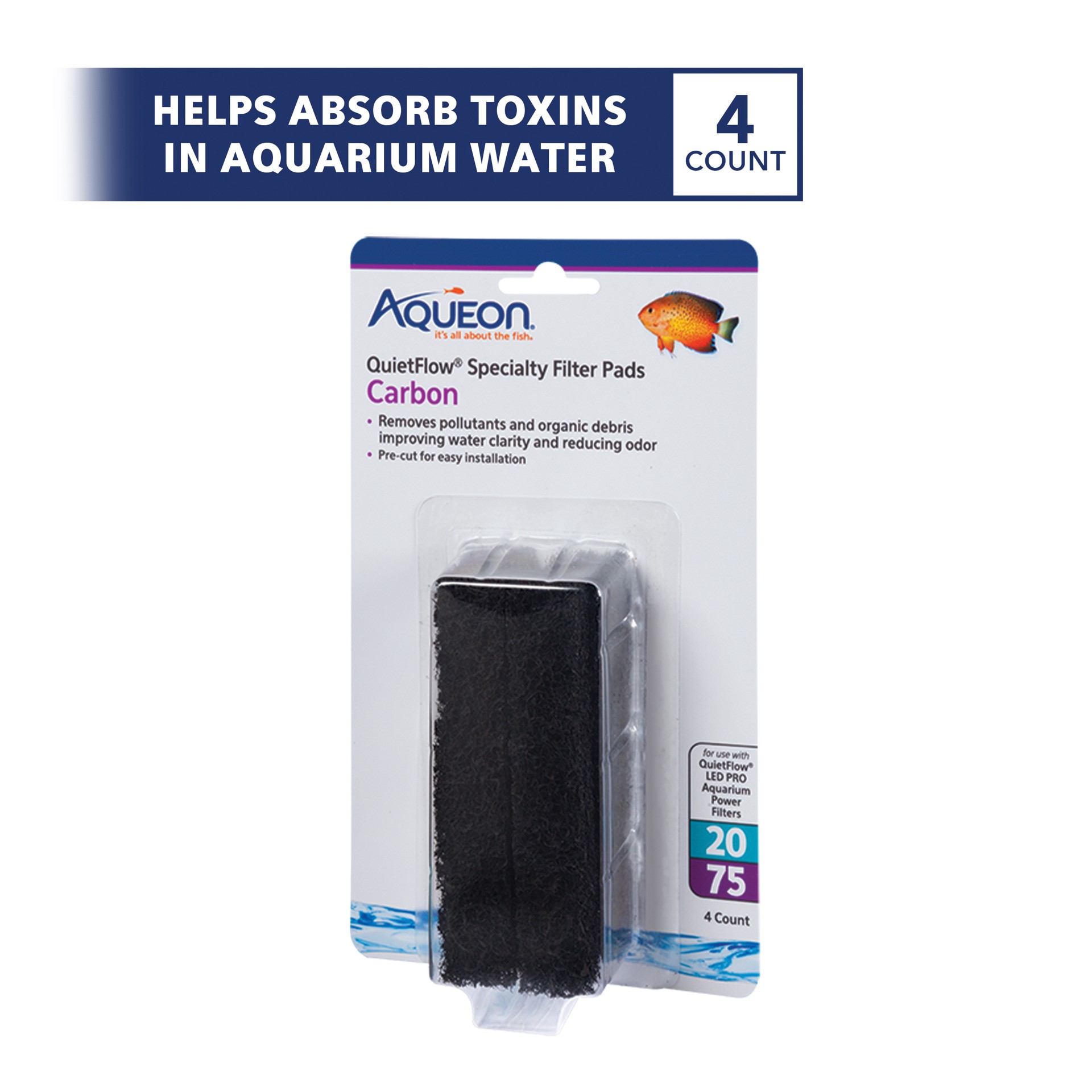 slide 4 of 9, Aqueon Carbon for QuietFlow LED PRO Filter 20/75, 1 ct