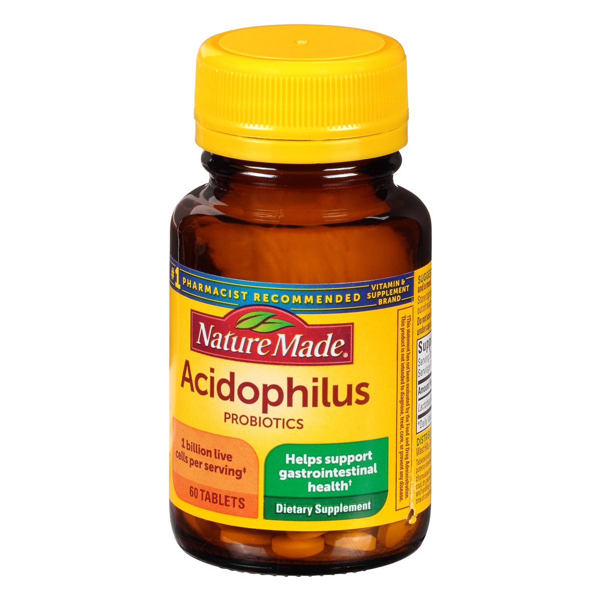 slide 6 of 9, Nature Made Acidophilus Probiotics 1 Billion CFU Per Serving, 60 Tablets, Helps Support Digestive Balance and Gastrointestinal Health, 60 ct