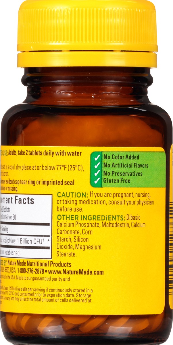 slide 3 of 9, Nature Made Acidophilus Probiotics 1 Billion CFU Per Serving, 60 Tablets, Helps Support Digestive Balance and Gastrointestinal Health, 60 ct