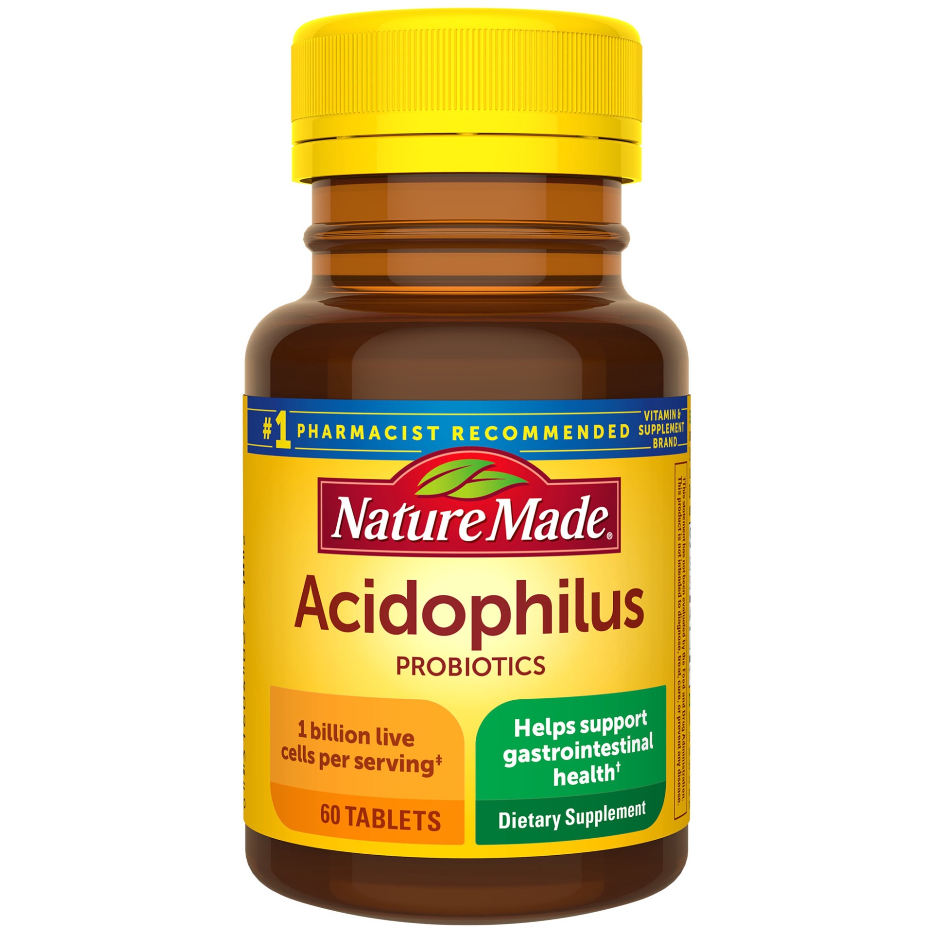 slide 1 of 9, Nature Made Acidophilus Probiotics 1 Billion CFU Per Serving, 60 Tablets, Helps Support Digestive Balance and Gastrointestinal Health, 60 ct