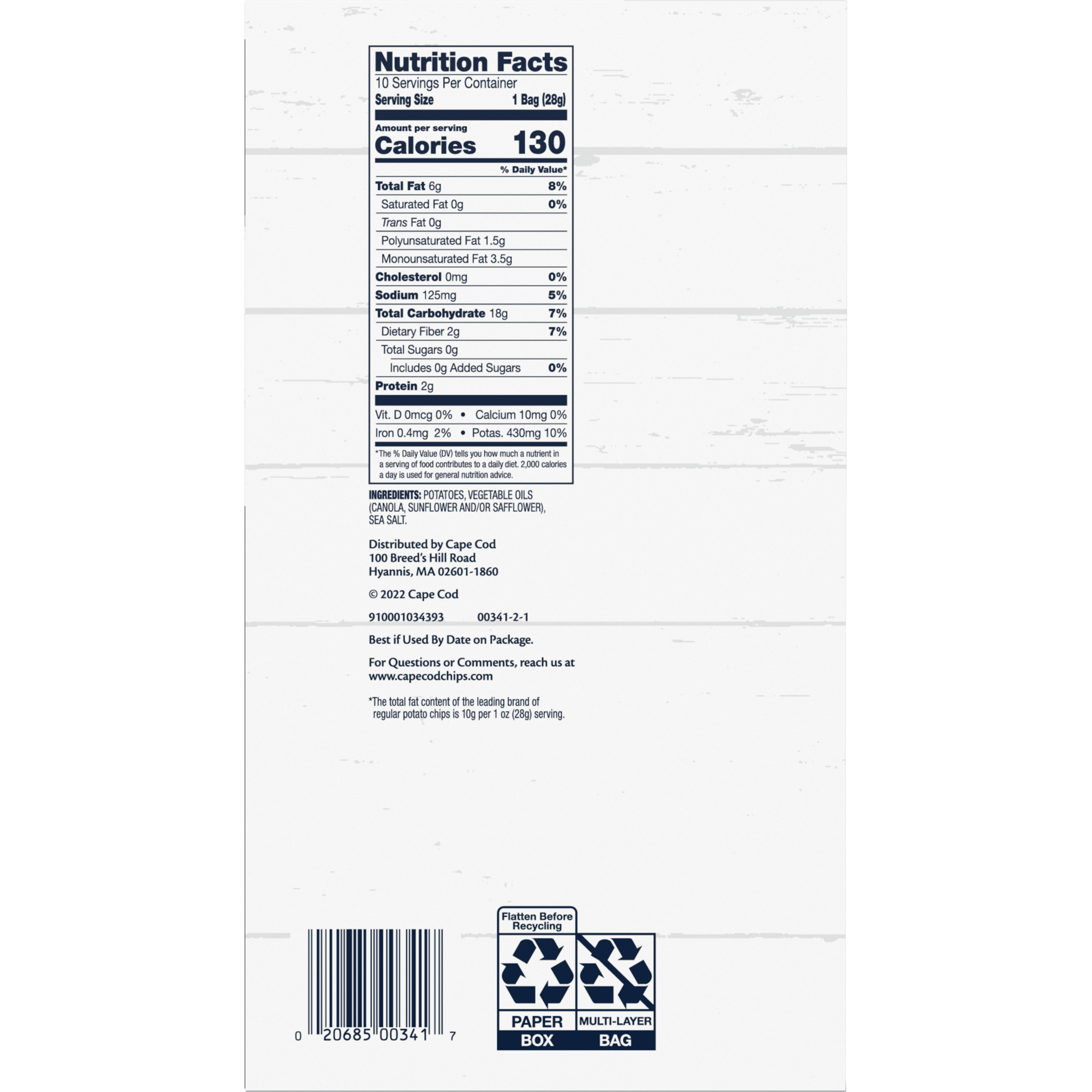 slide 4 of 5, Cape Cod Less Fat Original Chips, 10.000 oz