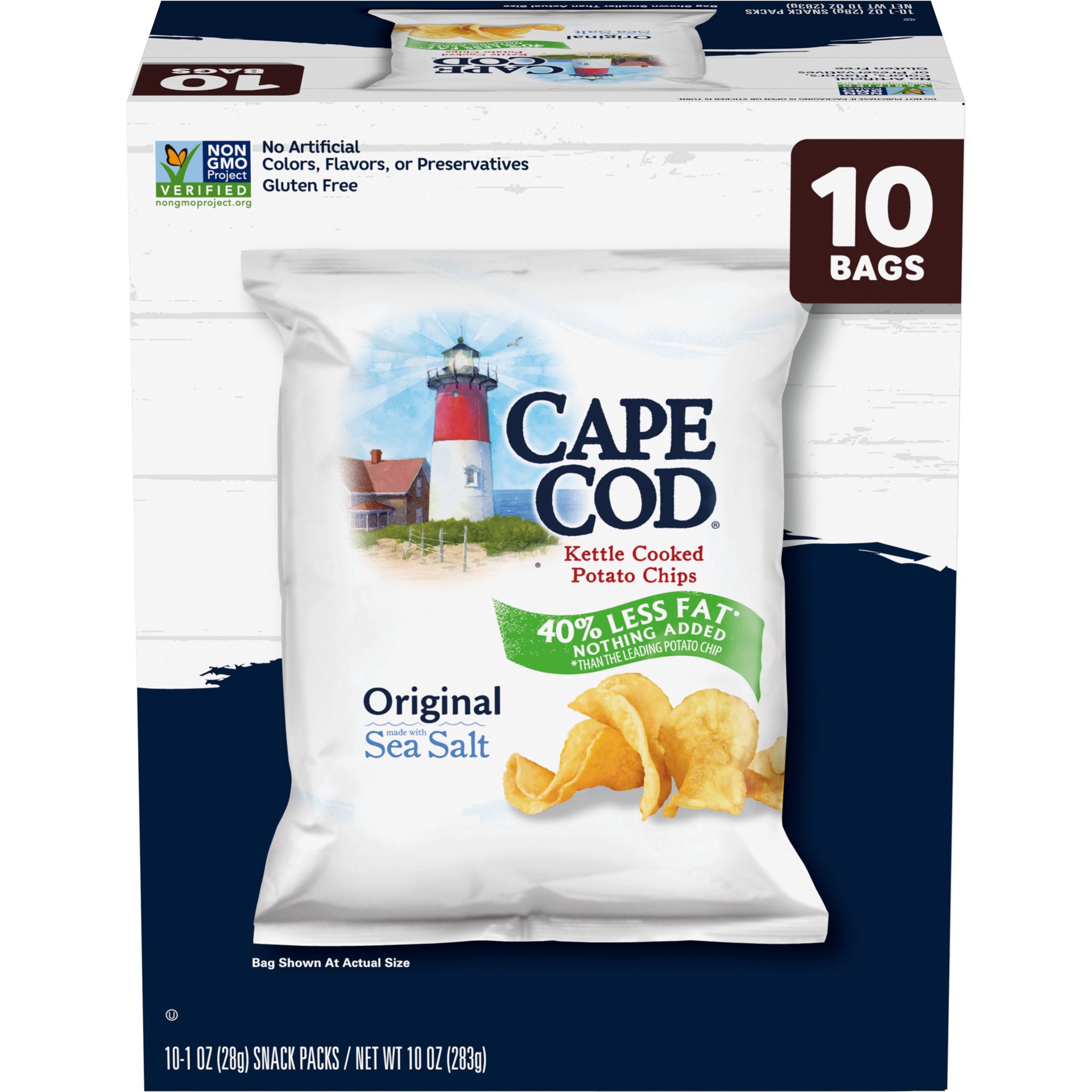 slide 1 of 5, Cape Cod Less Fat Original Potato Chips - 10 ct - 1 oz, 10 oz