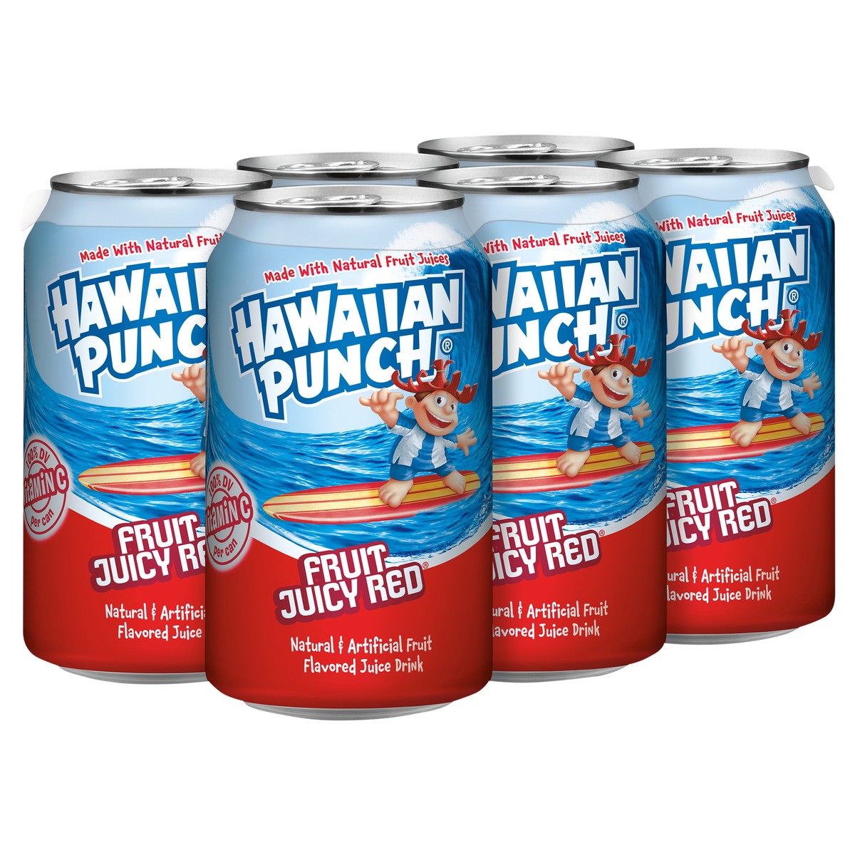 slide 8 of 11, Hawaiian Punch Fruit Juicy Red Juice Drink, 12 fl oz cans, 6 pack, 6 ct