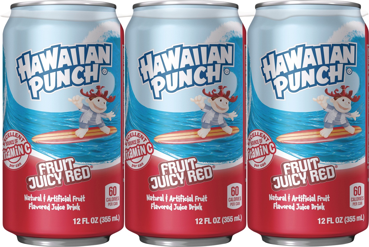 slide 7 of 9, Hawaiian Punch Fruit Juicy Red Juice Drink 6 PK Cans, 72 fl oz