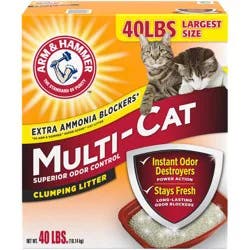ARM & HAMMER Multi-Cat Superior Odor Control with Clean Burst Clumping Cat Litter, 40 lb