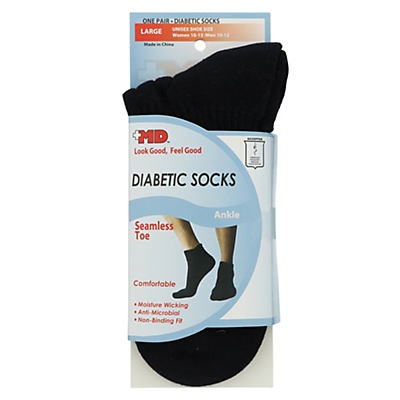 slide 1 of 1, +MD Seamless Comfort Diabetic Crew Socks Large, 1 ct