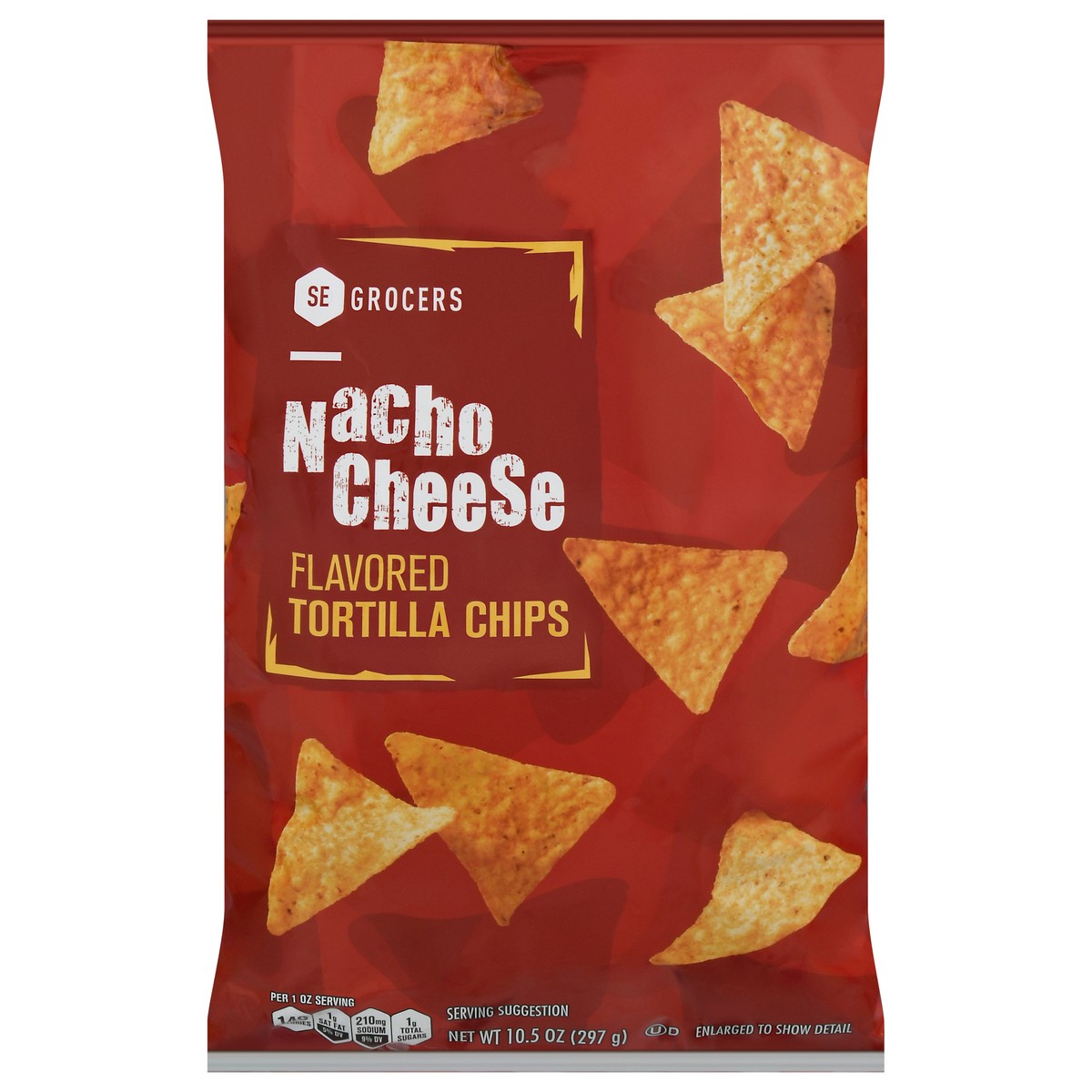 slide 1 of 1, SE Grocers Tortilla Chips Nacho Cheese, 10.5 oz