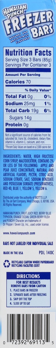 slide 3 of 5, Hawaiian Punch Freezer Bars Green Berry Rush, Fruit Juicy Red, Orange Ocean, Berry Blue Typhoon, 1 oz