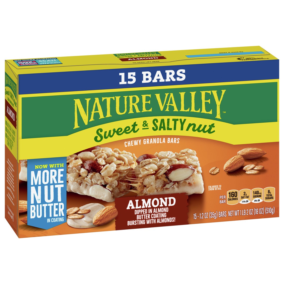 slide 3 of 9, Nature Valley Granola Bars, Sweet and Salty Nut, Almond, 1.2 oz, 15 ct, 15 ct