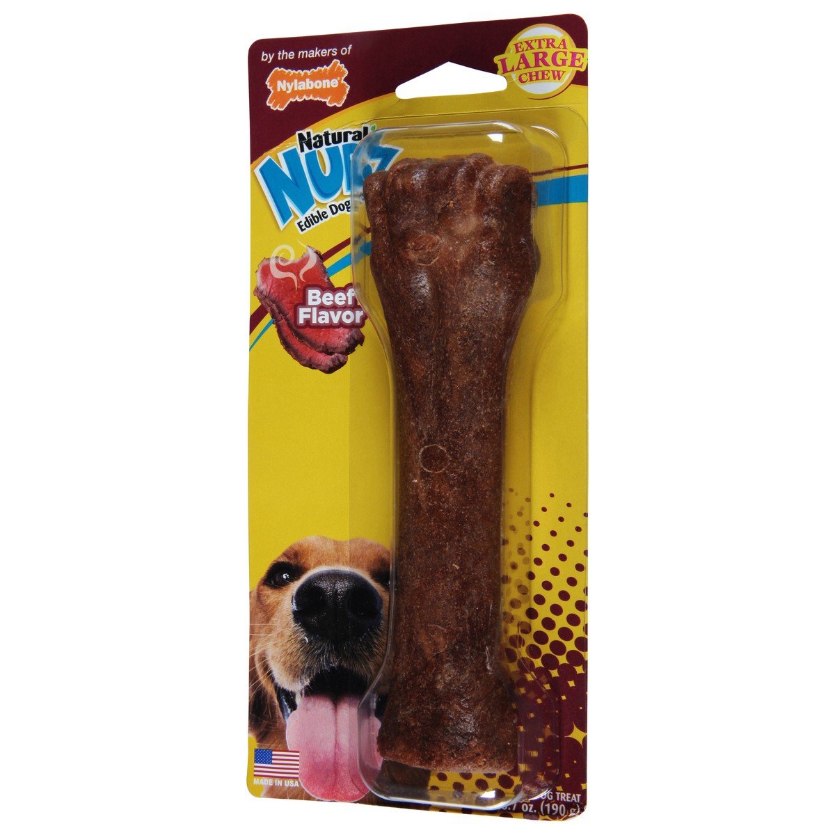 slide 4 of 9, Nylabone Natural Nubz Chew Beef Flavor Dog Treat Extra Large 6.7 oz, 6.7 oz