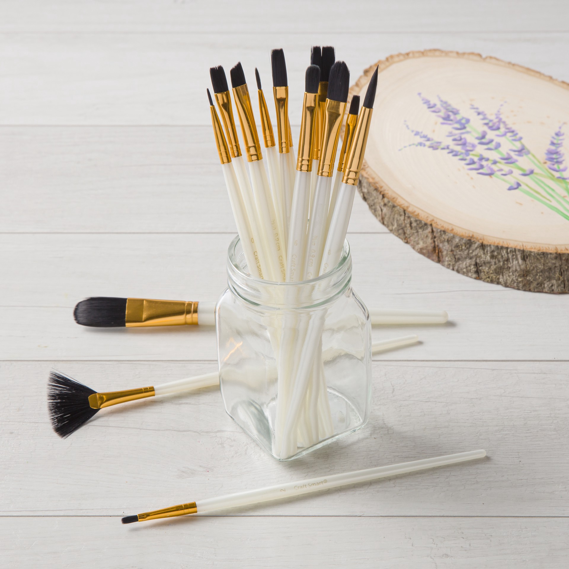 slide 3 of 3, Black Taklon Brush Super Value Pack By Craft Smart, 15 brushes