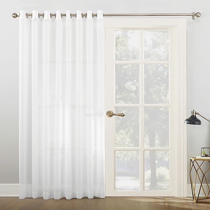 slide 1 of 3, No. 918 Emily Voile Grommet Top Sheer Sliding Door Patio Curtain Panel - White, 84 in