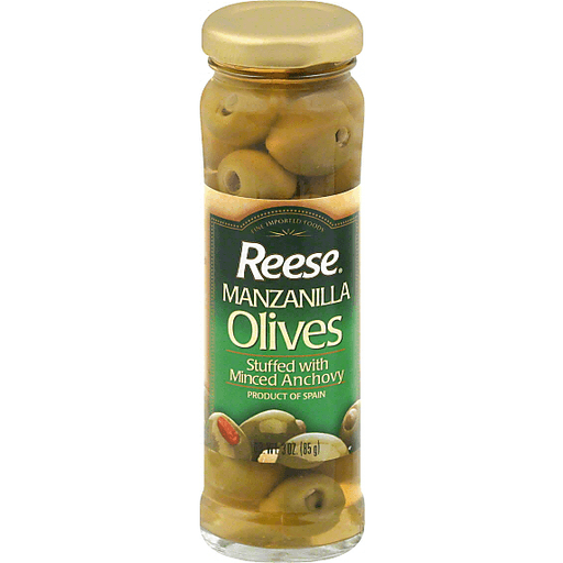 slide 2 of 2, Reese's Reese Olives w/ Minced Anchovies, 3 oz