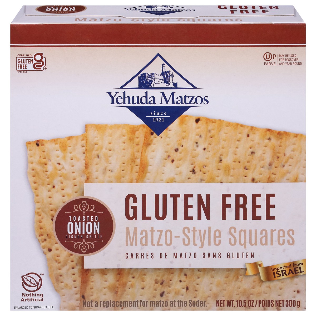 slide 1 of 9, Yehuda Gluten Free Toasted Onion Matzo-Style Squares 10.5 oz, 10.5 oz