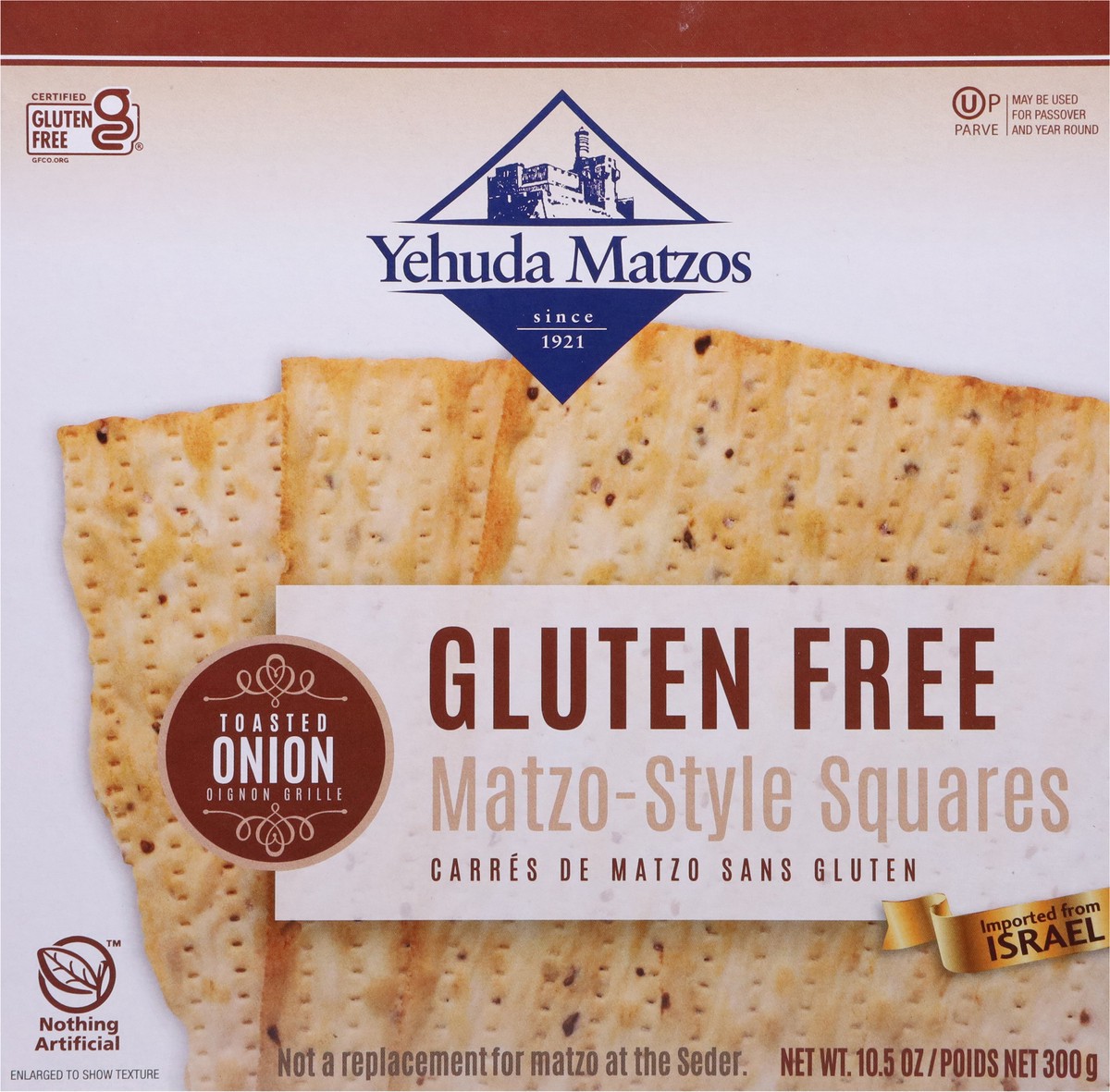 slide 5 of 9, Yehuda Gluten Free Toasted Onion Matzo-Style Squares 10.5 oz, 10.5 oz