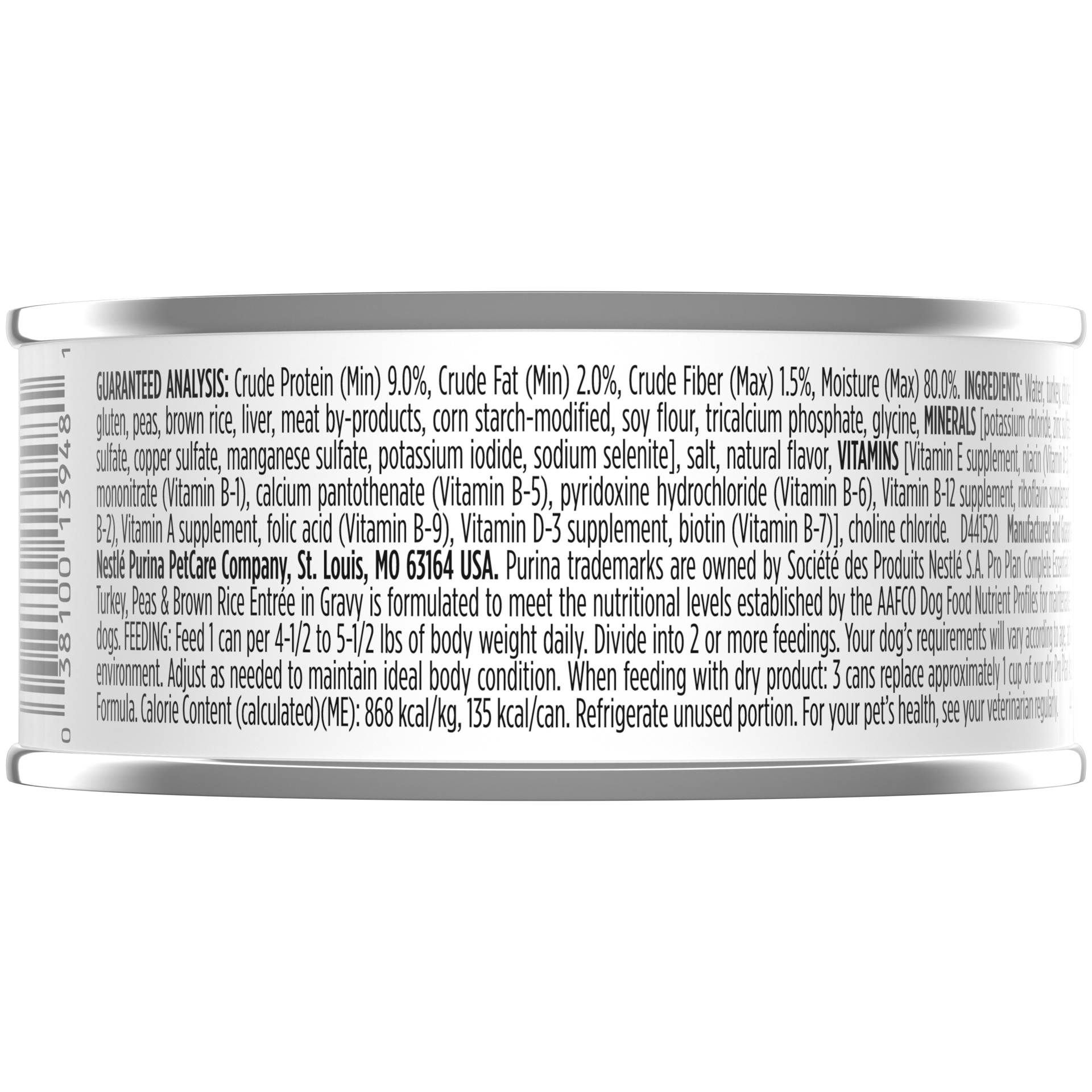 slide 2 of 2, Pro Plan Savor Shredded Turkey, Peas, & Brown Rice Entree Adult Canned Dog Food, 5.5 oz