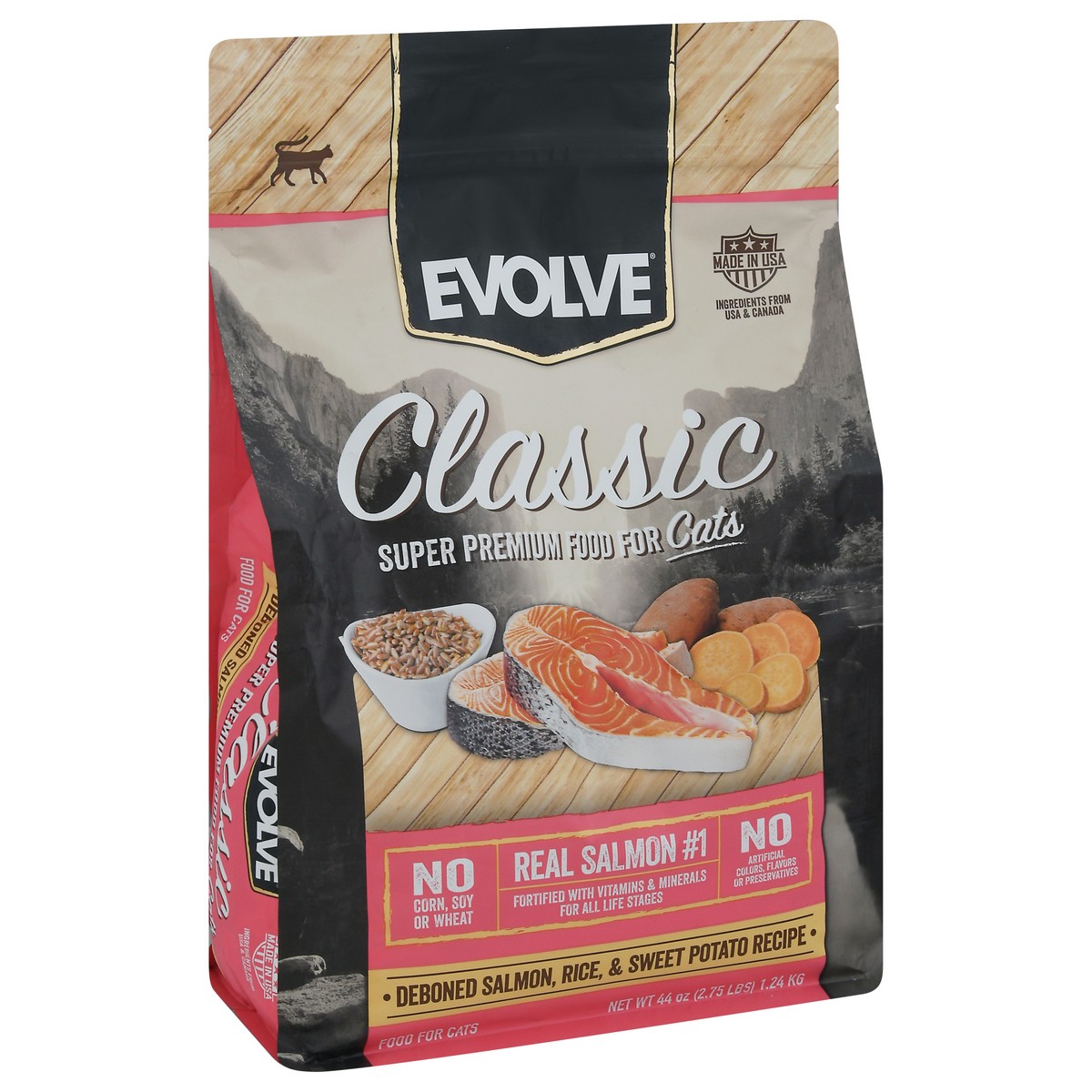 slide 7 of 9, Evolve Classic Super Premium Deboned Salmon, Rice, & Sweet Potato Recipe Food for Cats 44 oz, 44 oz