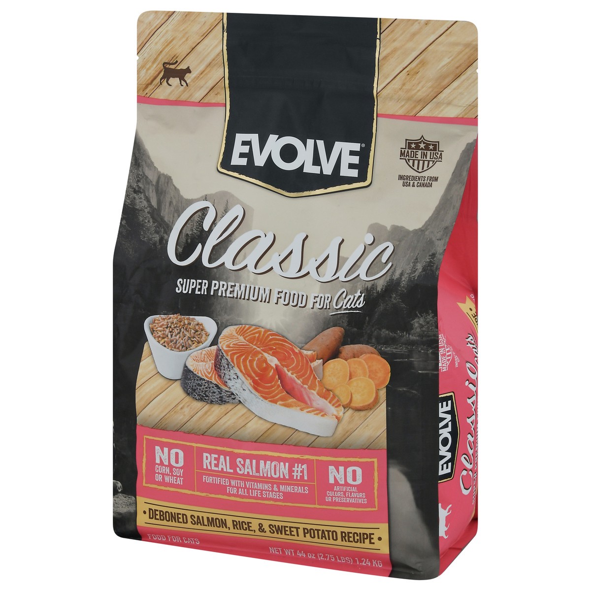 slide 6 of 9, Evolve Classic Super Premium Deboned Salmon, Rice, & Sweet Potato Recipe Food for Cats 44 oz, 44 oz