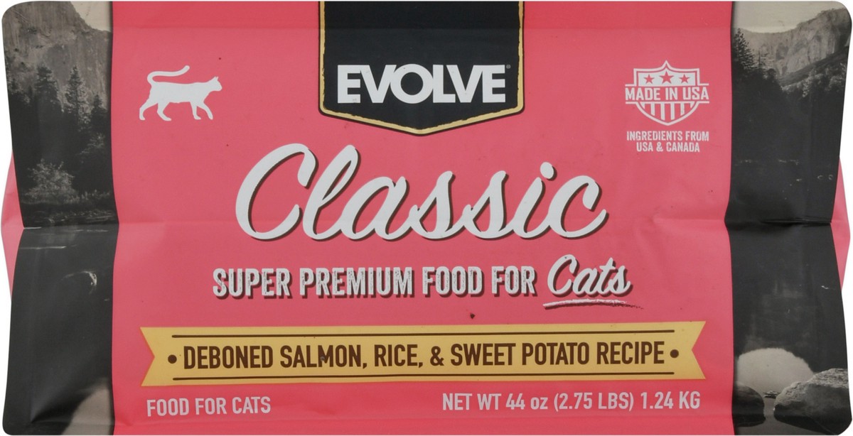 slide 2 of 9, Evolve Classic Super Premium Deboned Salmon, Rice, & Sweet Potato Recipe Food for Cats 44 oz, 44 oz