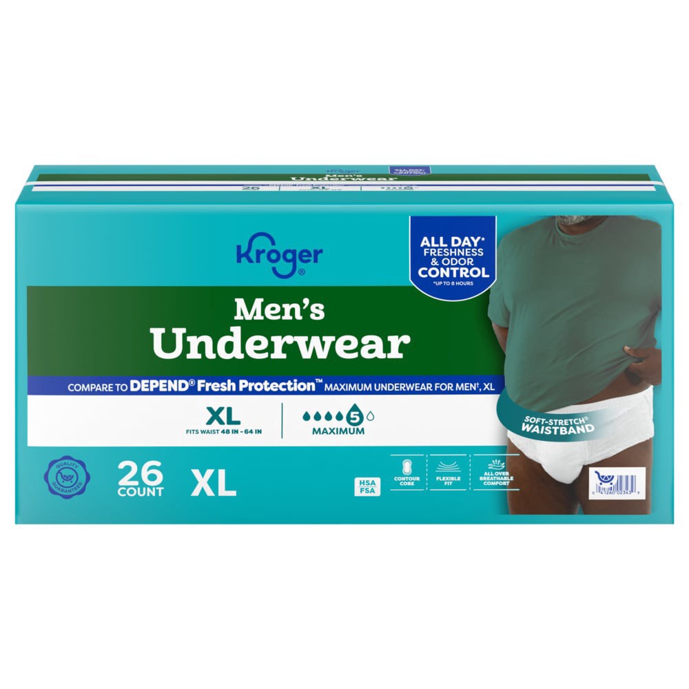 slide 1 of 1, Kroger® Men's Maximum Absorbency Underwear, XL