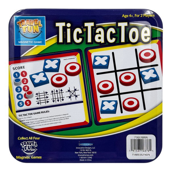 slide 3 of 3, Innovative Storage Designs Tic Tac Toe Magnetic Travel Game Tin, 4+, 1 ct