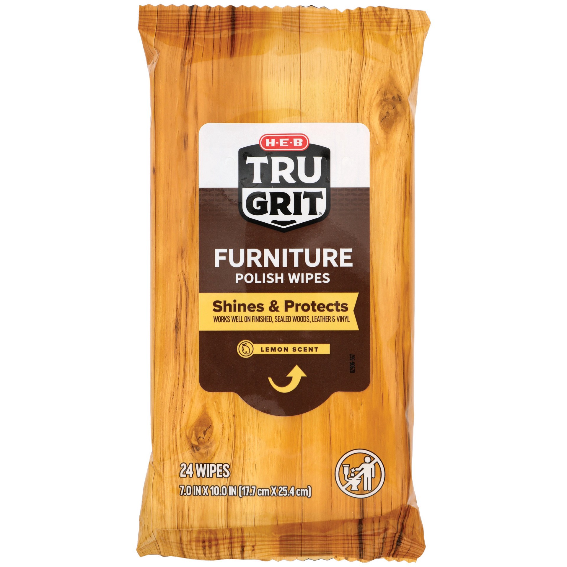 slide 1 of 1, H-E-B Tru Grit Furniture Polish Wipes, 24 ct