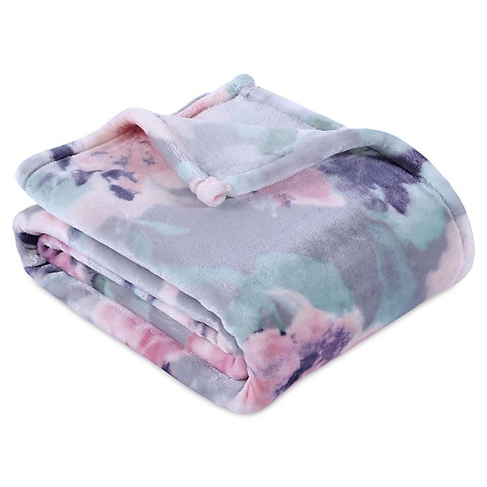 slide 1 of 1, Berkshire Blanket Ultra VelvetLoft Printed Throw Blanket - Grey Floral, 1 ct