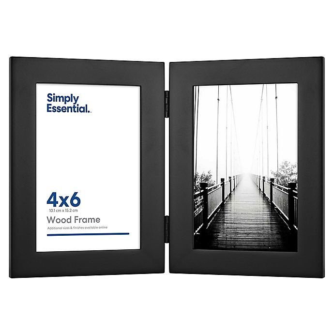 slide 1 of 1, Simply Essential Gallery 2-Photo Hinged Wood Picture Frame - Black, 4 in x 6 in