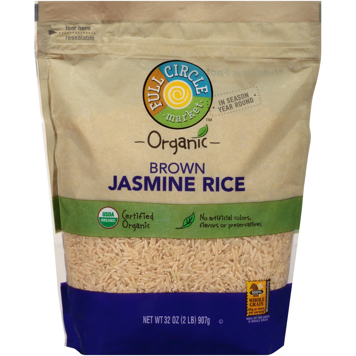 slide 1 of 9, Full Circle Market Brown Jasmine Rice, 32 oz