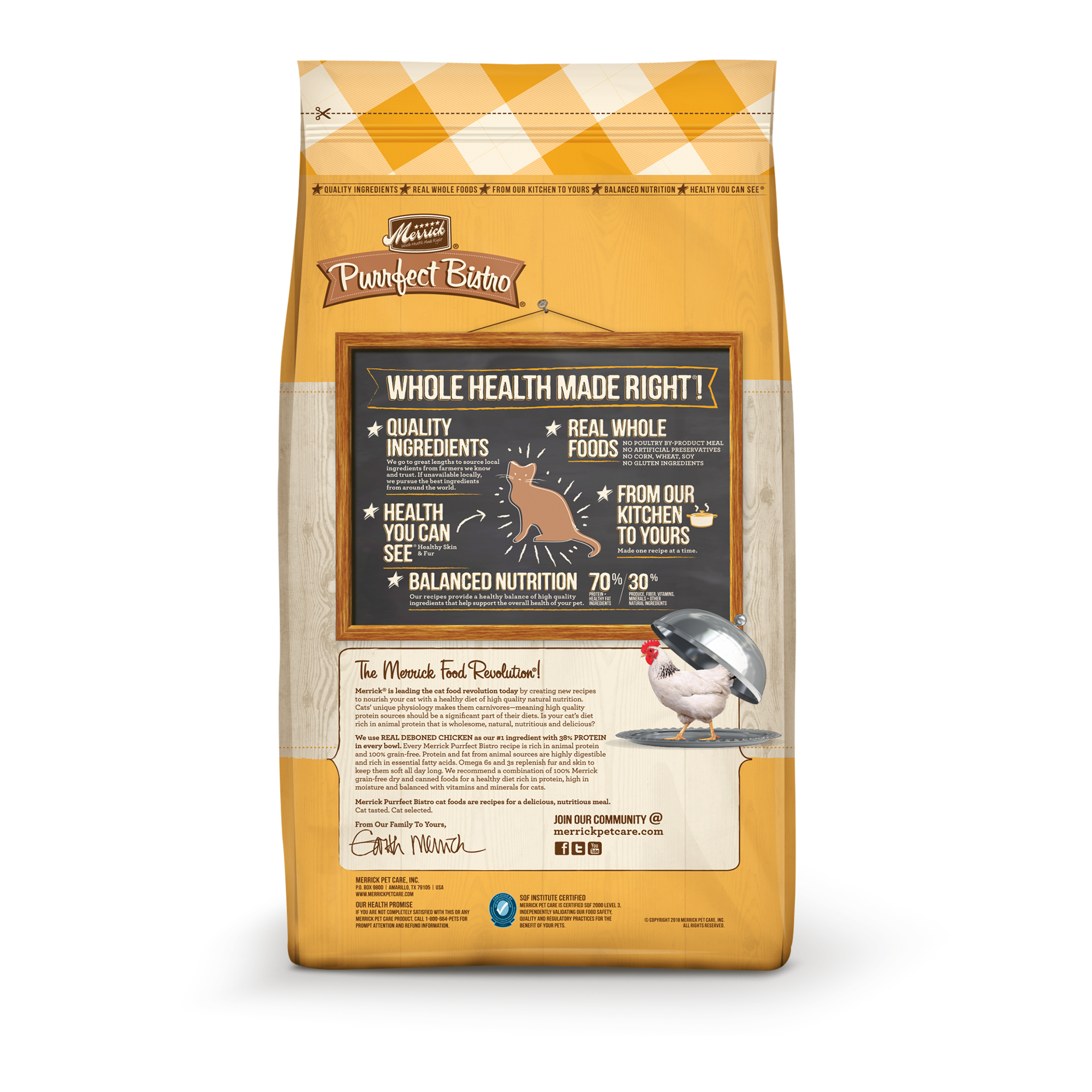 slide 3 of 4, Merrick Purrfect Bistro Grain Free Natural Dry Cat Food For Adult Cats, Real Chicken And Sweet Potato Recipe, 7 lb