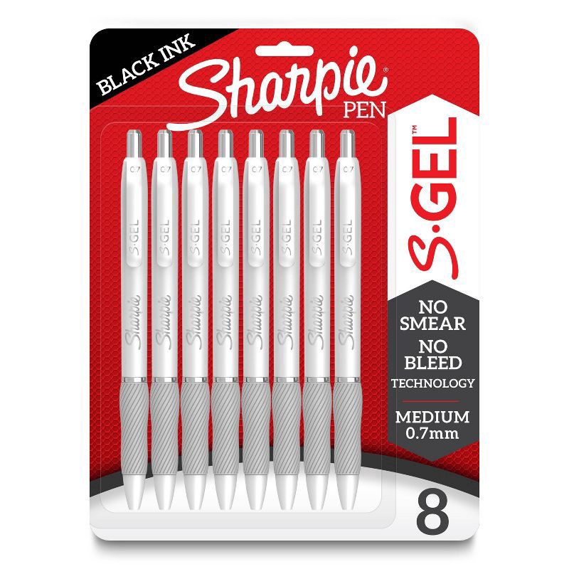 Sharpie S-Gel, Gel Pens, Medium Point (0.7mm), Black Ink, 6 ct