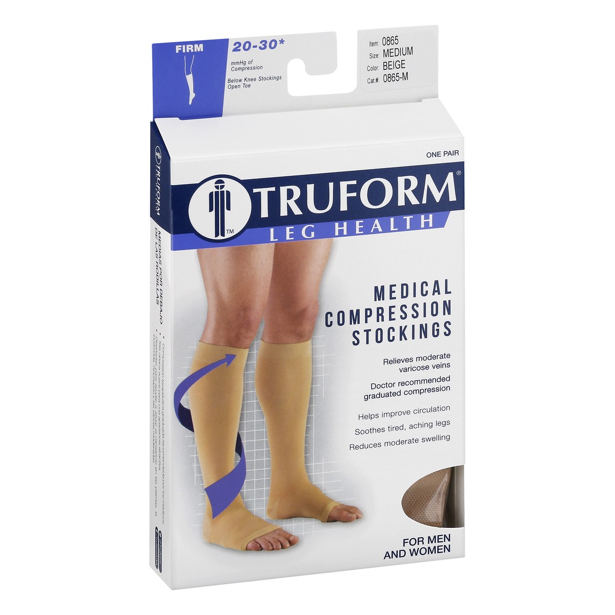 slide 6 of 11, TRUFORM Below Knee Open Toe Beige - Medium, 1 Pair, 1 ct