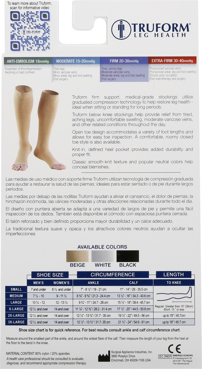 slide 2 of 11, TRUFORM Below Knee Open Toe Beige - Medium, 1 Pair, 1 ct