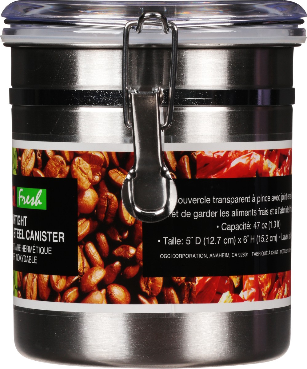 slide 2 of 11, Oggi Fresh 47 Ounce Airtight Stainless Steel Clamp Canister 1 ea, 1 ct