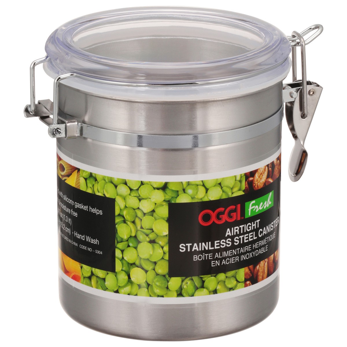 slide 8 of 11, Oggi Fresh 47 Ounce Airtight Stainless Steel Clamp Canister 1 ea, 1 ct