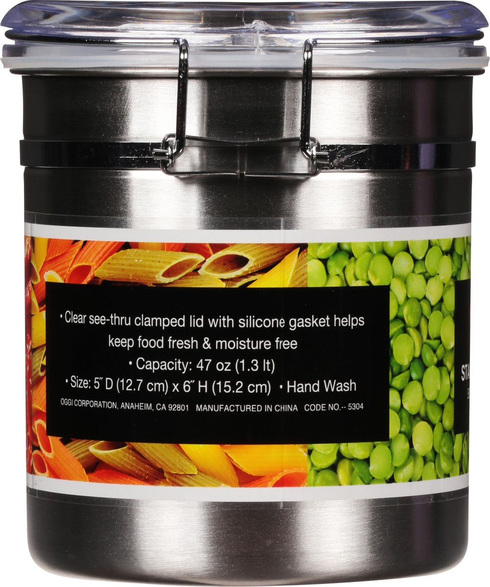 slide 4 of 11, Oggi Fresh 47 Ounce Airtight Stainless Steel Clamp Canister 1 ea, 1 ct