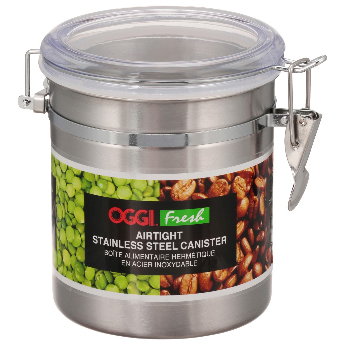 slide 9 of 11, Oggi Fresh 47 Ounce Airtight Stainless Steel Clamp Canister 1 ea, 1 ct