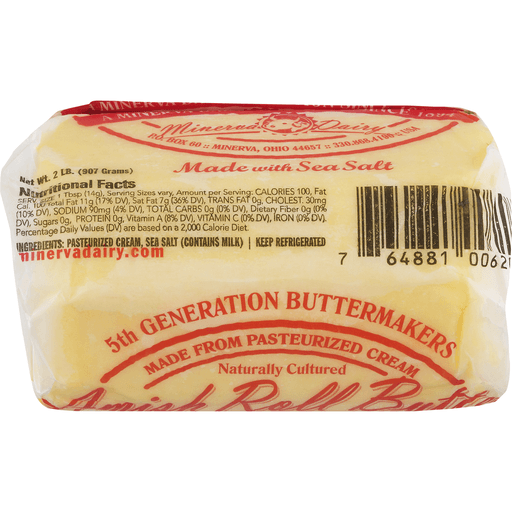 slide 7 of 9, Minerva Dairy Amish Salted Butter Roll, 2 lb