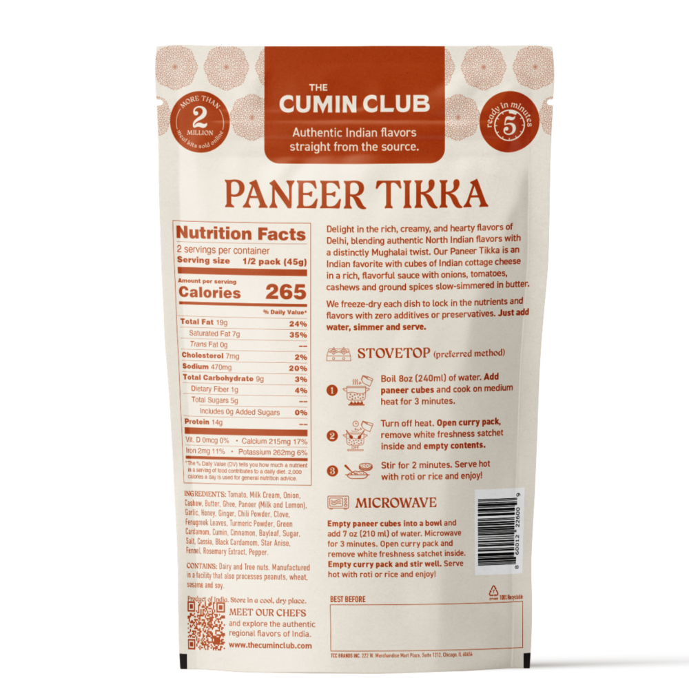 slide 2 of 2, The Cumin Club Paneer Tikka, 90 gram