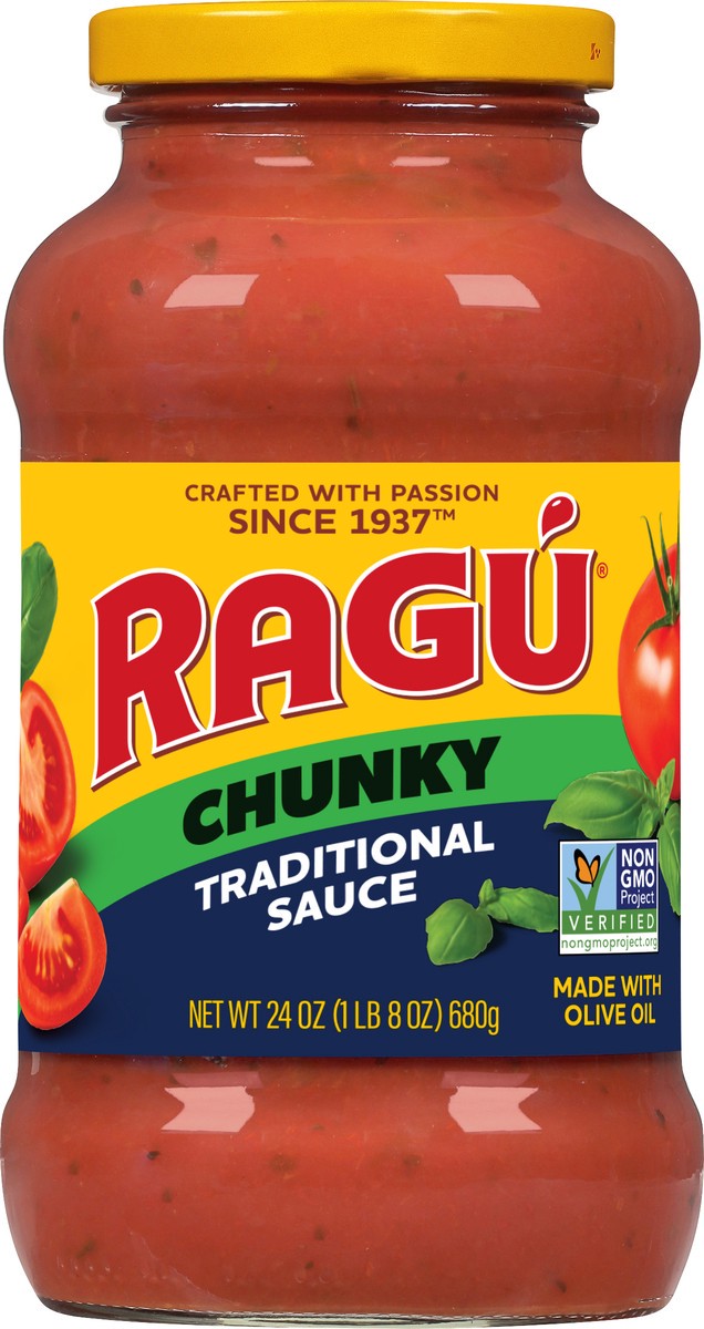 slide 6 of 9, Ragu Hearty Traditional Tomato Sauce, 24 oz
