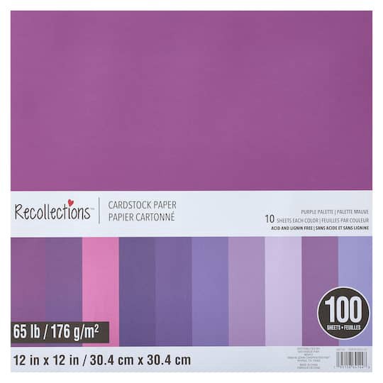 slide 1 of 3, Purple Palette 12" X 12" Cardstock Paper By Recollections, 100 Sheets, 12 in x 12 in